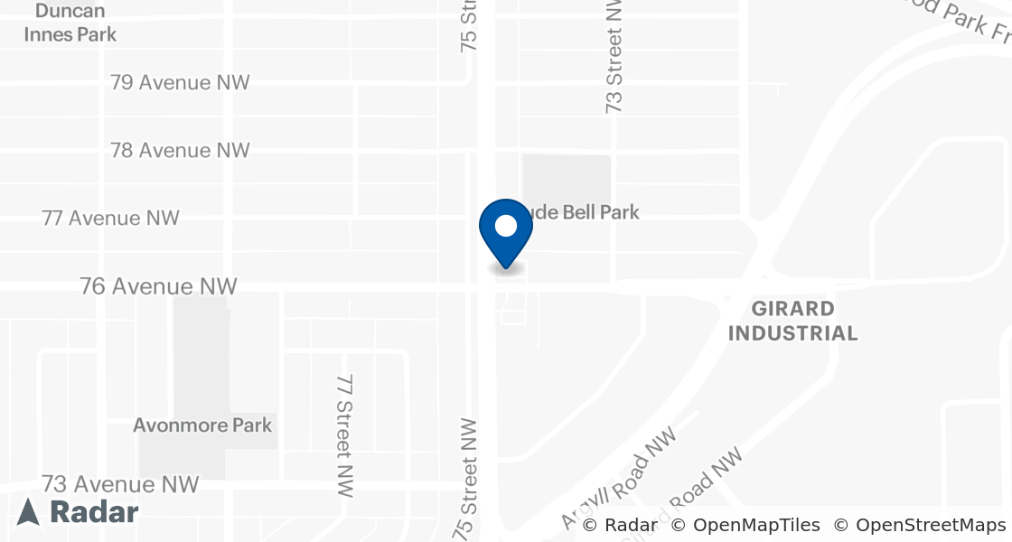 Map of Dairy Queen Location:: 7460 - 76th Ave, Edmonton, AB, T6B 0B3